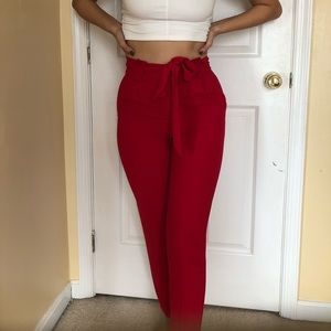 Red high wasted pants